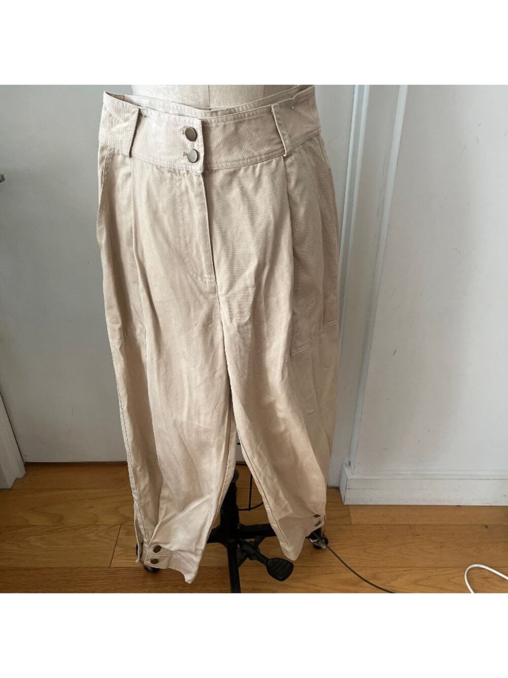 ULLA JOHNSON Cotton Blend High Waisted Cream Pants Size 2